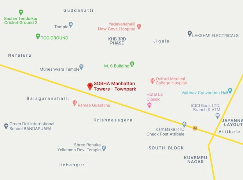 Sobha Hamptons Location Map